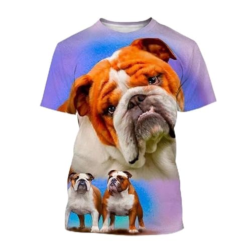 CHANYI Herren 3D Druck T-Shirt Mode Tier Boston Terrier 3D Gedruckt T-Shirt Lustige Haustier Hund Unisex Casual Kurzarm Crewneck Shirt Spitze von CHANYI