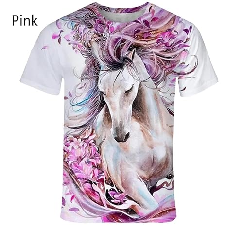 CHANYI Herren 3D Druck T-Shirt Mode Tier Pferd 3D Gedruckt T-Shirt Männer Und Frauen Sommer Casual Kurzen Ärmeln Harajuku Street Shirt Oberteile von CHANYI