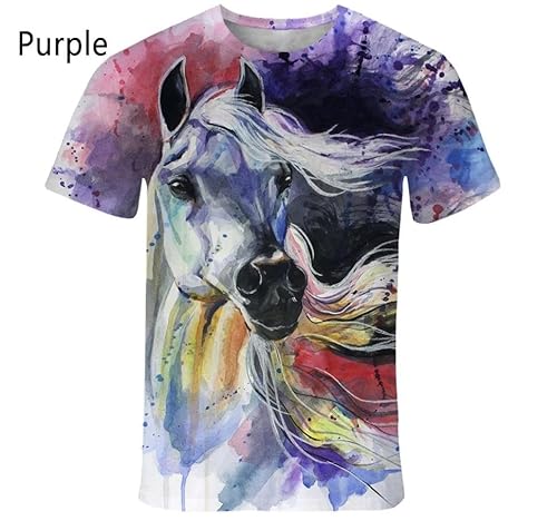 CHANYI Herren 3D Druck T-Shirt Mode Tier Pferd 3D Gedruckt T-Shirt Männer Und Frauen Sommer Casual Kurzen Ärmeln Harajuku Street Shirt Oberteile von CHANYI