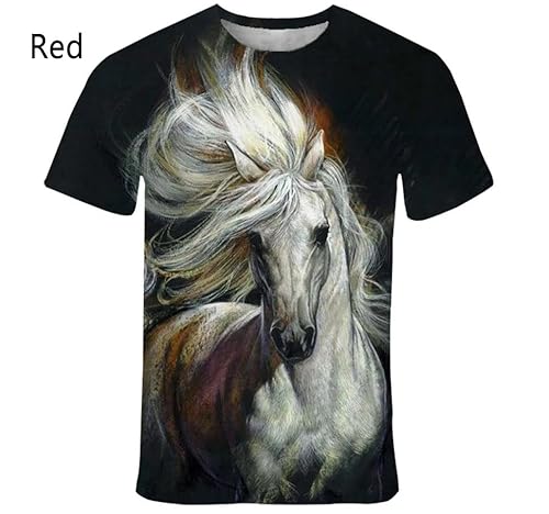 CHANYI Herren 3D Druck T-Shirt Mode Tier Pferd 3D Gedruckt T-Shirt Männer Und Frauen Sommer Casual Kurzen Ärmeln Harajuku Street Shirt Oberteile von CHANYI