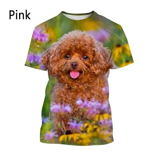 CHANYI Herren 3D Druck T-Shirt Mode Tier Pudel 3D Gedruckt T-Shirt Männer Und Frauen Sommer Casual Kurzarm Hund Shirt Top von CHANYI