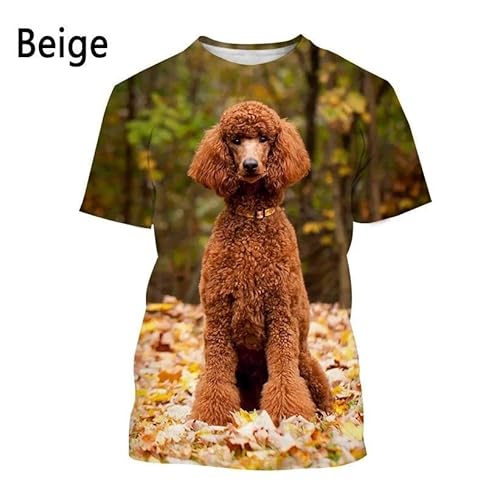 CHANYI Herren 3D Druck T-Shirt Mode Tier Pudel 3D Gedruckt T-Shirt Männer Und Frauen Sommer Casual Kurzarm Hund Shirt Top von CHANYI