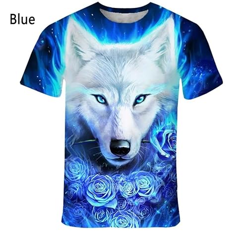 CHANYI Herren 3D Druck T-Shirt Mode Tier Wolf 3D Gedruckt T-Shirt Männer Und Frauen Sommer Casual Kurzarm Crewneck Shirt Spitze von CHANYI