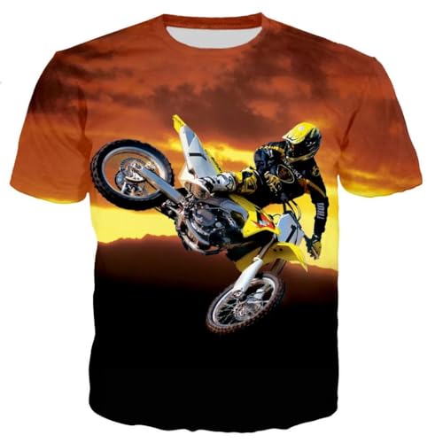 CHANYI Herren 3D Druck T-Shirt Motorrad Moto-Cross 3D-Gedruckte T-Shirts Für Männer Und Frauen, Modisch, Lässig, Harajuku-Stil, Streetwear, Übergröße Oberteile von CHANYI