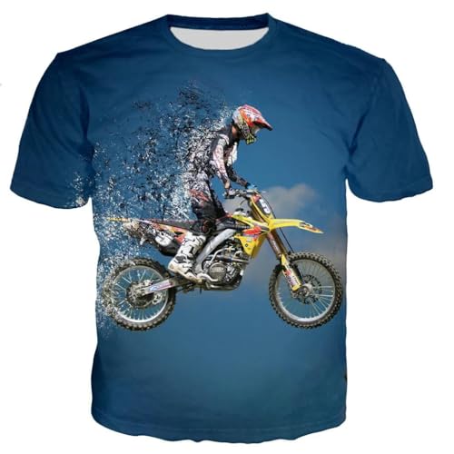 CHANYI Herren 3D Druck T-Shirt Motorrad Moto-Cross 3D-Gedruckte T-Shirts Für Männer Und Frauen, Modisch, Lässig, Harajuku-Stil, Streetwear, Übergröße Oberteile von CHANYI