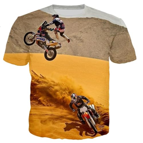 CHANYI Herren 3D Druck T-Shirt Motorrad Moto-Cross 3D-Gedruckte T-Shirts Für Männer Und Frauen, Modisch, Lässig, Harajuku-Stil, Streetwear, Übergröße Oberteile von CHANYI