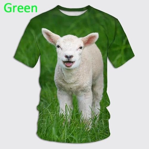 CHANYI Herren 3D Druck T-Shirt Niedliches Tier Ziege 3D Sommer Herren Casual Fashion Rundhals Unisex Cool Kurzarm Schaf T-Shirt Oberteile von CHANYI