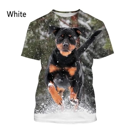 CHANYI Herren 3D Druck T-Shirt Rottweiler 3D Printed T-Shirt Men's and Women's Fashion T-Shirt Summer Casual Short-Sleeved Round Neck Pet Dog Shirt Top XXS~6XL von CHANYI