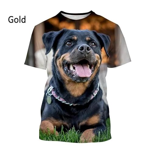 CHANYI Herren 3D Druck T-Shirt Rottweiler 3D Printed T-Shirt Men's and Women's Fashion T-Shirt Summer Casual Short-Sleeved Round Neck Pet Dog Shirt Top XXS~6XL von CHANYI