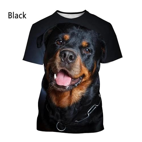 CHANYI Herren 3D Druck T-Shirt Rottweiler 3D Printed T-Shirt Men's and Women's Fashion T-Shirt Summer Casual Short-Sleeved Round Neck Pet Dog Shirt Top XXS~6XL von CHANYI