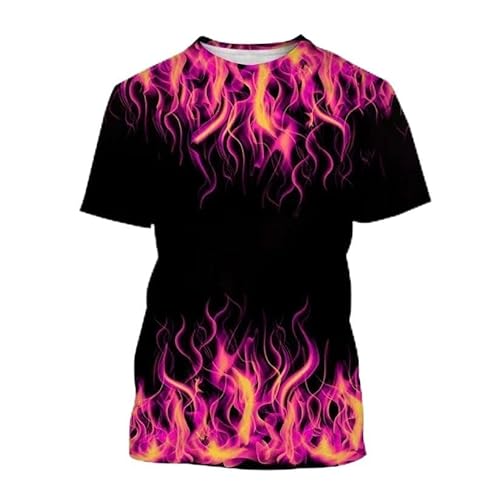 CHANYI Herren 3D Druck T-Shirt Schnell Trocknendes Unisex-Flammen-T-Shirt, Modisches T-Shirt Für Herren, Sommer, Lässiges Kurzarm-T-Shirt Mit 3D-Druck, Stretch-Oberteil Mit Rundhalsausschnitt von CHANYI