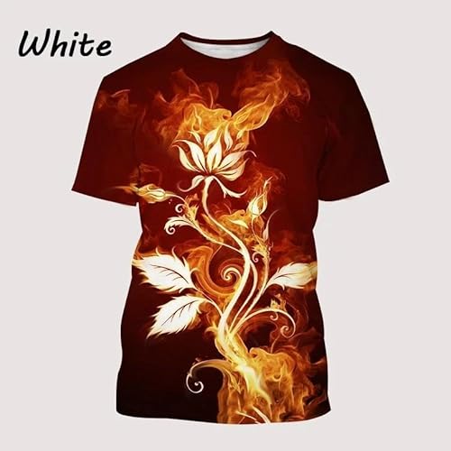 CHANYI Herren 3D Druck T-Shirt Schnell Trocknendes Unisex-Flammen-T-Shirt, Modisches T-Shirt Für Herren, Sommer, Lässiges Kurzarm-T-Shirt Mit 3D-Druck, Stretch-Oberteil Mit Rundhalsausschnitt von CHANYI