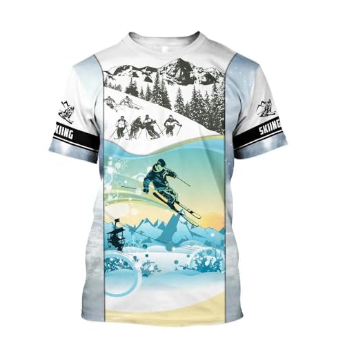 CHANYI Herren 3D Druck T-Shirt Skifahren Sport Sommer Herren Hemd Kleidung Druck Mode Hemd O Hals Große Kurzarm Casual Komfort Spitze von CHANYI