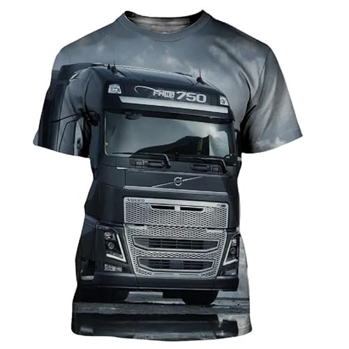 CHANYI Herren 3D Druck T-Shirt Sommer 3D-Druck T-Shirt Für Herren, Street Heavy Truck, Modisch, Bequem, Lässig, Kurzärmelig, Hübsche Kleidung von CHANYI