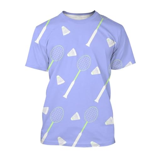 CHANYI Herren 3D Druck T-Shirt Sommer Badminton 3D Druck Männer T-Shirt Outdoor Sport Straße Kurzen Ärmeln Mode Oansatz Übergroßen Schnell Trocknend Spitze von CHANYI