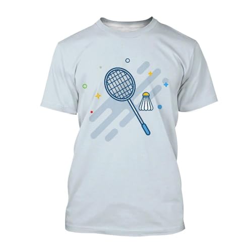 CHANYI Herren 3D Druck T-Shirt Sommer Badminton 3D Druck Männer T-Shirt Outdoor Sport Straße Kurzen Ärmeln Mode Oansatz Übergroßen Schnell Trocknend Spitze von CHANYI