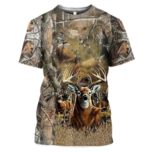 CHANYI Herren 3D Druck T-Shirt Sommer Casual Männer T-Shirt Dschungel Camouflage 3D Gedruckt T-Shirt Ente Jagd Lustige Mode Harajuku Tops von CHANYI