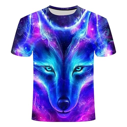 CHANYI Herren 3D Druck T-Shirt Sommer Coole Mode T-Shirts Druck Wolf 3D Männer Und Frauen Sommer Kurzarm Kurzarm Casual Oversize T Shirt von CHANYI