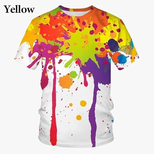 CHANYI Herren 3D Druck T-Shirt Sommer-Graffiti-3D-Gedrucktes T-Shirt, Buntes, Gesprühtes Mode-Kunst-Design, Kurzärmeliges Oberteil Im Harajuku-Stil von CHANYI