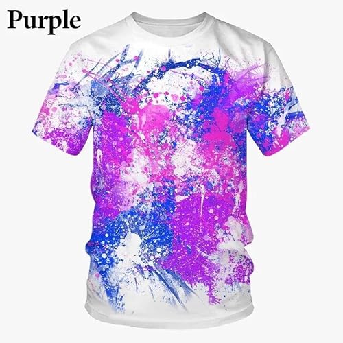 CHANYI Herren 3D Druck T-Shirt Sommer-Graffiti-3D-Gedrucktes T-Shirt, Buntes, Gesprühtes Mode-Kunst-Design, Kurzärmeliges Oberteil Im Harajuku-Stil von CHANYI