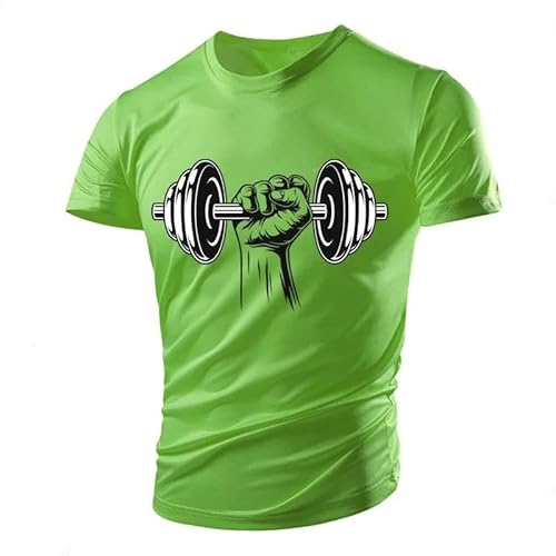 CHANYI Herren 3D Druck T-Shirt Sommer Gym Hantel Casual Tough Guy Muscle Herren T-Shirt 3D-Druck Atmungsaktiv Leicht Sport Schnell Trocknend Kurze Ärmel von CHANYI