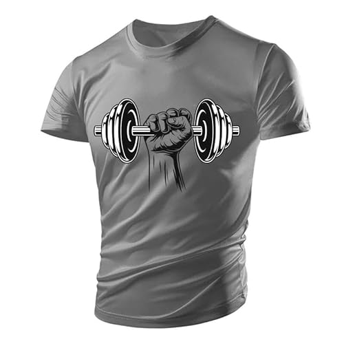 CHANYI Herren 3D Druck T-Shirt Sommer Gym Hantel Casual Tough Guy Muscle Herren T-Shirt 3D-Druck Atmungsaktiv Leicht Sport Schnell Trocknend Kurze Ärmel von CHANYI