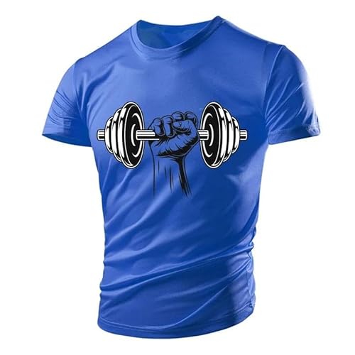 CHANYI Herren 3D Druck T-Shirt Sommer Gym Hantel Casual Tough Guy Muscle Herren T-Shirt 3D-Druck Atmungsaktiv Leicht Sport Schnell Trocknend Kurze Ärmel von CHANYI