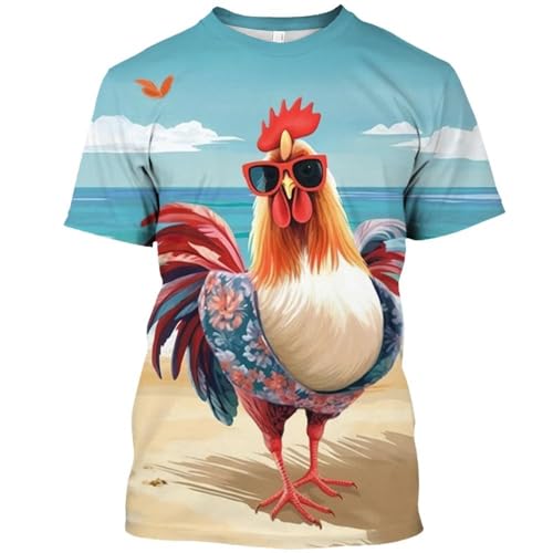 CHANYI Herren 3D Druck T-Shirt Sommer Hahnenkampf Grafik T Shirts Für Männer Streetwear Casual O Hals Kurzarm T-Shirts Hemd Atmungsaktive Tops Übergroßen T-Shirt von CHANYI