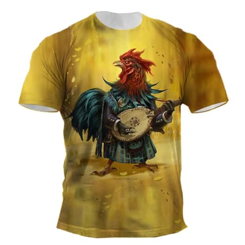 CHANYI Herren 3D Druck T-Shirt Sommer Herren Huhn Print 3D Gedruckt T-Shirt Mode Lose Straße Spaß Hip Hop Lustige O Kragen Kurzarm Plus Größe Spitze von CHANYI