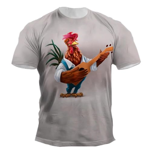 CHANYI Herren 3D Druck T-Shirt Sommer Herren Huhn Print 3D Gedruckt T-Shirt Mode Lose Straße Spaß Hip Hop Lustige O Kragen Kurzarm Plus Größe Spitze von CHANYI