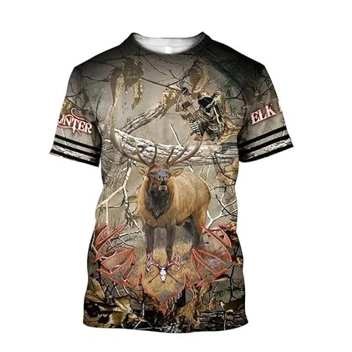 CHANYI Herren 3D Druck T-Shirt Sommer Herren Outdoor Camo Jagd Tier Giraffe 3D Bedrucktes T-Shirt Mode Straße Harajuku Vintage O-Kragen Kurzarm Spitze von CHANYI