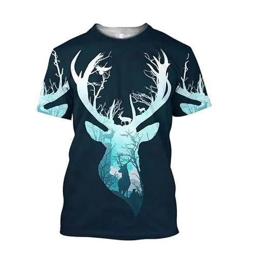 CHANYI Herren 3D Druck T-Shirt Sommer Herren Outdoor Camo Jagd Tier Giraffe 3D Bedrucktes T-Shirt Mode Straße Harajuku Vintage O-Kragen Kurzarm Spitze von CHANYI