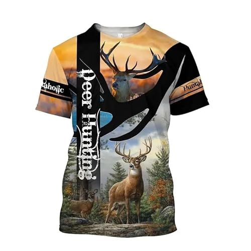 CHANYI Herren 3D Druck T-Shirt Sommer Herren Outdoor Camo Jagd Tier Giraffe 3D Bedrucktes T-Shirt Mode Straße Harajuku Vintage O-Kragen Kurzarm Spitze von CHANYI