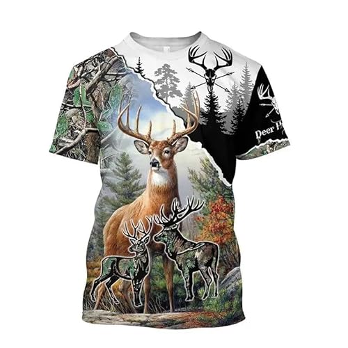 CHANYI Herren 3D Druck T-Shirt Sommer Herren Outdoor Camo Jagd Tier Giraffe 3D Bedrucktes T-Shirt Mode Straße Harajuku Vintage O-Kragen Kurzarm Spitze von CHANYI