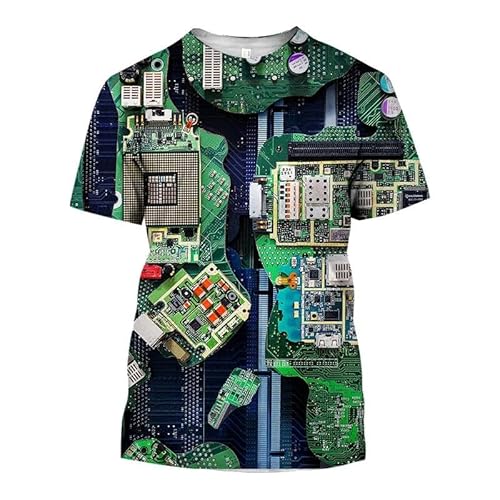 CHANYI Herren 3D Druck T-Shirt Sommer Herren Platine Muster 3D Gedruckt O Kragen Kurzarm Kreative Casual Elektronische Chip Mode Bequem Spitze von CHANYI