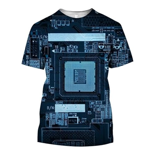 CHANYI Herren 3D Druck T-Shirt Sommer Herren Platine Muster 3D Gedruckt O Kragen Kurzarm Kreative Casual Elektronische Chip Mode Bequem Spitze von CHANYI