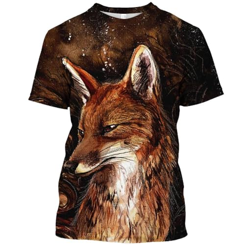 CHANYI Herren 3D Druck T-Shirt Sommer Herren T-Shirt 3D Gedruckt Tier Wolf Drachen Schatten Muster Gedruckt O Kragen Kurzarm Übergroße Lose Casual Spitze von CHANYI