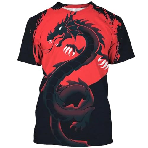 CHANYI Herren 3D Druck T-Shirt Sommer Herren T-Shirt 3D Gedruckt Tier Wolf Drachen Schatten Muster Gedruckt O Kragen Kurzarm Übergroße Lose Casual Spitze von CHANYI