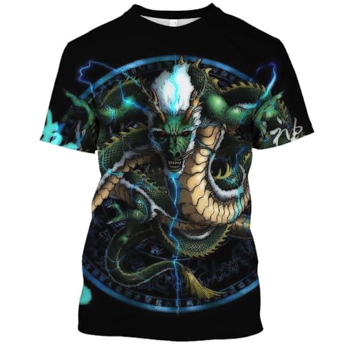 CHANYI Herren 3D Druck T-Shirt Sommer Herren T-Shirt 3D Gedruckt Tier Wolf Drachen Schatten Muster Gedruckt O Kragen Kurzarm Übergroße Lose Casual Spitze von CHANYI