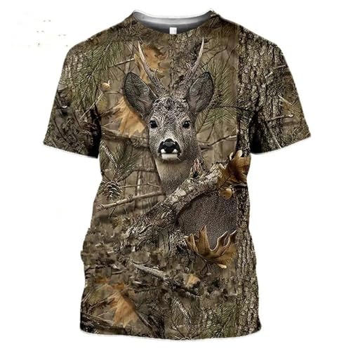 CHANYI Herren 3D Druck T-Shirt Sommer Herren T-Shirt Mit 3D-Bedruckung, Camouflage, Jagd, Tier, Wolf, Grafik, Mode, Harajuku, O-Kragen, Kurzärmelig, Übergröße Spitze von CHANYI