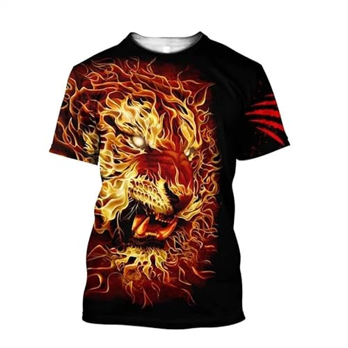 CHANYI Herren 3D Druck T-Shirt Sommer Herren T-Shirt Tier Tiger 3D Bedruckt Kurzarm Fashion Beast Premium-Oberteil Im Tough-Guy-Stil von CHANYI