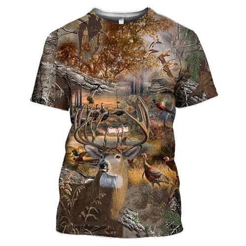 CHANYI Herren 3D Druck T-Shirt Sommer Herren Top 3D Gedruckt T-Shirt Dschungel Niedlichen Tier Stockente Jagd Mode Casual Harajuku Vintage Baggy Plus Größe Top von CHANYI