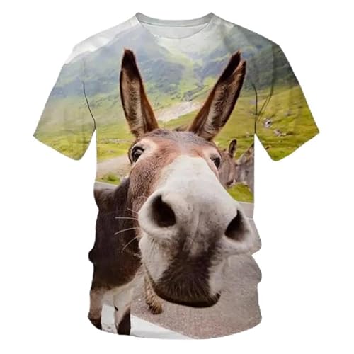 CHANYI Herren 3D Druck T-Shirt Sommer-Hip-Hop-Lustiges Herren-T-Shirt, Süßer Kleiner Esel, 3D-Druck, Modische Alternative, Kurzärmeliges, Cooles, Schnell Trocknendes Oberteil von CHANYI