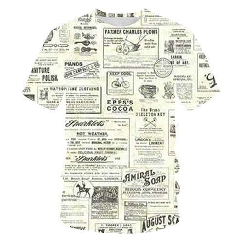 CHANYI Herren 3D Druck T-Shirt Sommer Klassische Vintage Herren T-Shirt 3D Gedruckt Poster Malerei Lässige Mode Straße O Ausschnitt Große Größe Kurze Ärmel von CHANYI