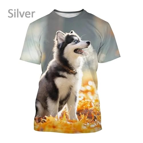 CHANYI Herren 3D Druck T-Shirt Sommer Lustige Haustier Hund Husky 3D Druck T-Shirt Mode Unisex Casual Harajuku Street Style Rundhals Kurzarm T-Shirt von CHANYI