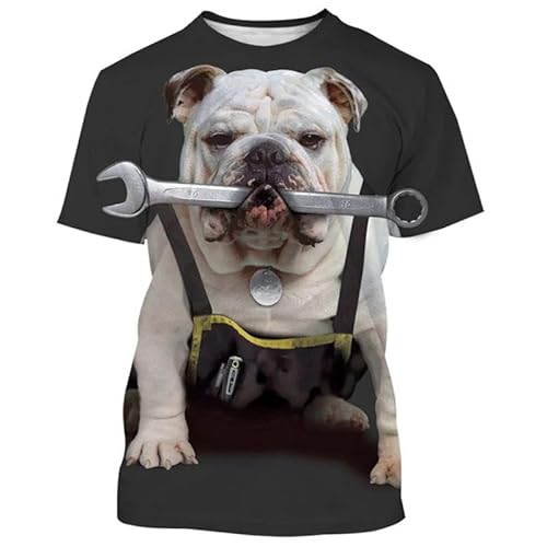 CHANYI Herren 3D Druck T-Shirt Sommer Männer 3D Gedruckt Nette Haustier Tier Französisch Bulldog Grafiken Casual O Kragen Kurzarm Spaß Straße Große Größe Lose Spitze von CHANYI