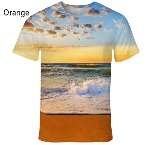 CHANYI Herren 3D Druck T-Shirt Sommer Meer Landschaft Muster T-Shirt Herrenmode T-Shirt Casual Strand Wind 3D Druck Natur Landschaft T-Shirt von CHANYI