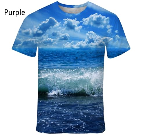 CHANYI Herren 3D Druck T-Shirt Sommer Meer Landschaft Muster T-Shirt Herrenmode T-Shirt Casual Strand Wind 3D Druck Natur Landschaft T-Shirt von CHANYI