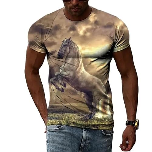 CHANYI Herren 3D Druck T-Shirt Sommer Mode Grafik Tier Pferd T Shirts Für Männer Casual 3D Druck T Hip Hop Harajuku Rundhals Kurzarm von CHANYI