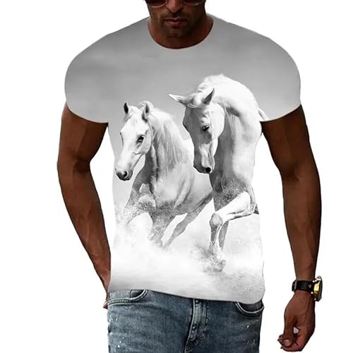 CHANYI Herren 3D Druck T-Shirt Sommer Mode Grafik Tier Pferd T Shirts Für Männer Casual 3D Druck T Hip Hop Harajuku Rundhals Kurzarm von CHANYI